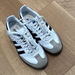 Classic Adidas White and Black Sambas Sz. 7.5 US